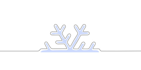 Single line style snowflake. New Year's background. Christmas theme. Vector illustration