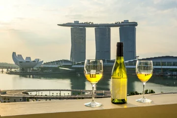 Foto op Plexiglas Helix Bridge Drink wine on the balcony.