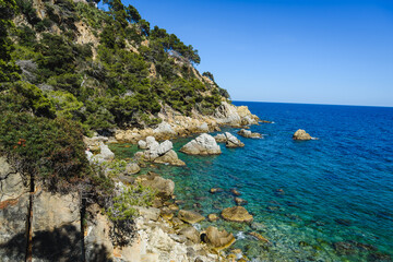 Rocky coastline of the Mediterranean Sea (Costa Brava, Catalonia, Spain)