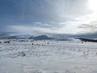 Fototapeta na wymiar Amazing Winter panorama of Vitosha Mountain, Bulgaria