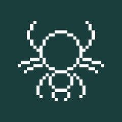 Obraz premium Spider icon pixel art. Animal Icon design, white chalk. Draw a picture on the blackboard. Vector illustration. Happy Halloween.