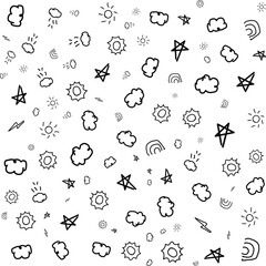 White and Black hand-drawn weather background. Abstract pattern background. Colorful wrapping paper.	