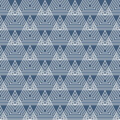 Blue and white background. Triangle pattern. Geometric simple image illustration. Seamless pattern. Triangle mosaic pattern vector background. Ethnic pattern.