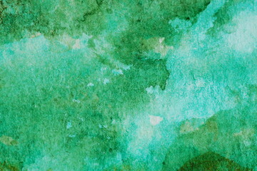Watercolor texture. Abstract green Painting background. Template