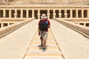 Solo traveler at Hatshepsut temple in Luxor, Egypt