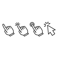 Hands and touch tap  icon. Click on the smartphone. Vector icon