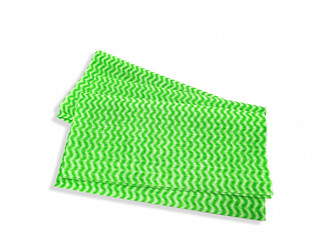 Green And White Color J Cloth Or Absorbent Cloth Used For Household Cleaning In White Background