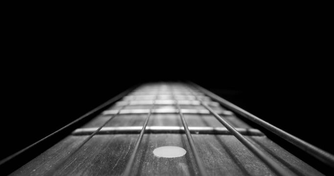 Guitar fretboard with sliding in black and white