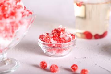 viburnum fresh with sugar is on the table