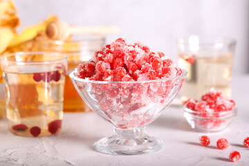 viburnum fresh with sugar is on the table