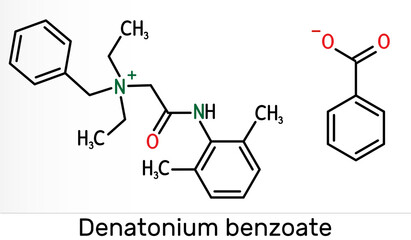 Denatonium benzoate molecule. It has the most bitter taste of any compound known to science. Skeletal chemical formula