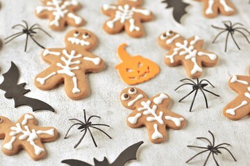 Homemade Halloween skeleton shortbread cookies.