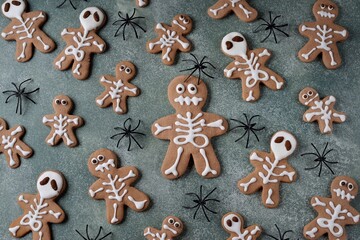 Homemade Halloween skeleton shortbread cookies.