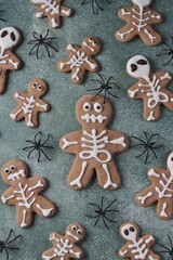 Homemade Halloween skeleton shortbread cookies.