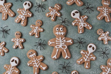 Homemade Halloween skeleton shortbread cookies.