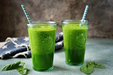 Healthy smoothie with apple, spinach and celery.