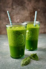 Healthy smoothie with apple, spinach and celery.