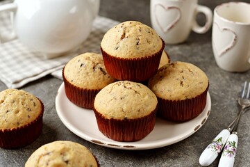 Muffins with peanut butter and dark chocolate.