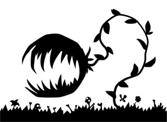 Evil Plant Monster Cartoon Silhouette