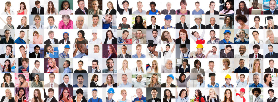 People Face Headshots. Diverse Group Avatars