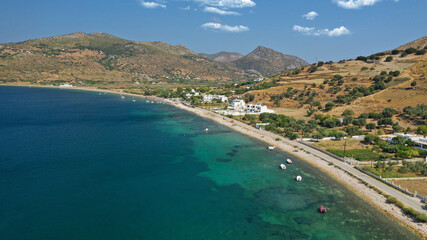 Fototapeta na wymiar Aerial drone photo of paradise beach of Kalamitsa in island of Skyros, Sporades, Greece