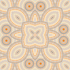 Flat italian maiolica tile seamless pattern. Ethnic structure vector motif. Coverlid print design. Stylized italian mayolica tilework repeating pattern. Geometric shapes wallpaper.