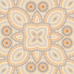 Flat italian maiolica tile seamless pattern. Ethnic structure vector motif. Coverlid print design. Stylized italian mayolica tilework repeating pattern. Geometric shapes wallpaper.