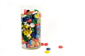 Colorful plastic bottle screw caps used to seal plastic bottles
