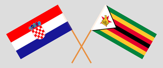 Crossed flags of Croatia and Zimbabwe. Official colors. Correct proportion