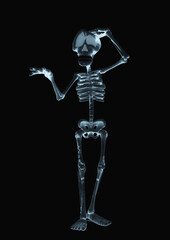 Fototapeta na wymiar funny skeleton is thinking about