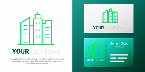 Line City landscape icon isolated on white background. Metropolis architecture panoramic landscape. Colorful outline concept. Vector