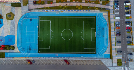 Football field view from above