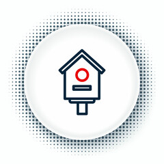 Line Bird house icon isolated on white background. Nesting box birdhouse, homemade building for birds. Colorful outline concept. Vector