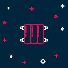 Line Heating radiator icon isolated on blue background. Colorful outline concept. Vector