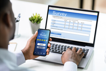 African Man Filling Survey Poll Or Form