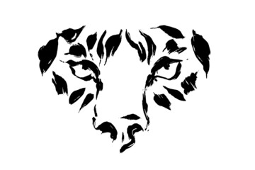 Abstract image of the face of a tiger close-up.