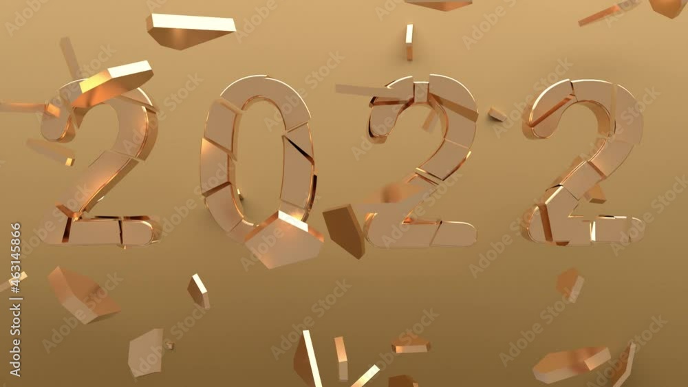 Poster 2022 new year motion graphic - 3d render animation