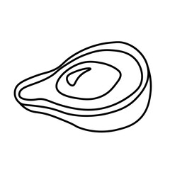 Line drawing of sliced healthy organic avocado. Fresh summer fruitage concept for fruit garden icon. Modern line draw design graphic vector illustration