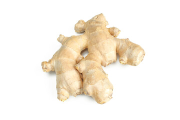 Natural raw ginger plant isolated on white background
