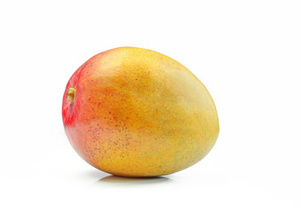 Single whole mango isolated on white background
