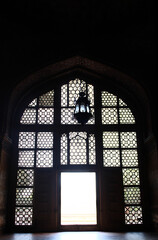 a shrine in india, stained glass window