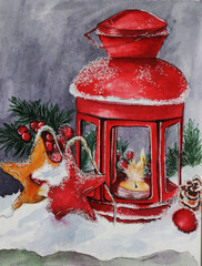 christmas lantern with candle