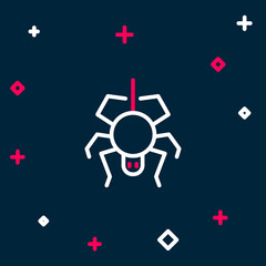 Line Spider icon isolated on blue background. Happy Halloween party. Colorful outline concept. Vector