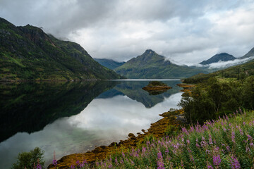 View of mountains and lake