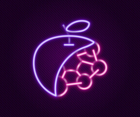 Glowing neon line Biological structure icon isolated on black background. Genetically modified organism and food. Colorful outline concept. Vector