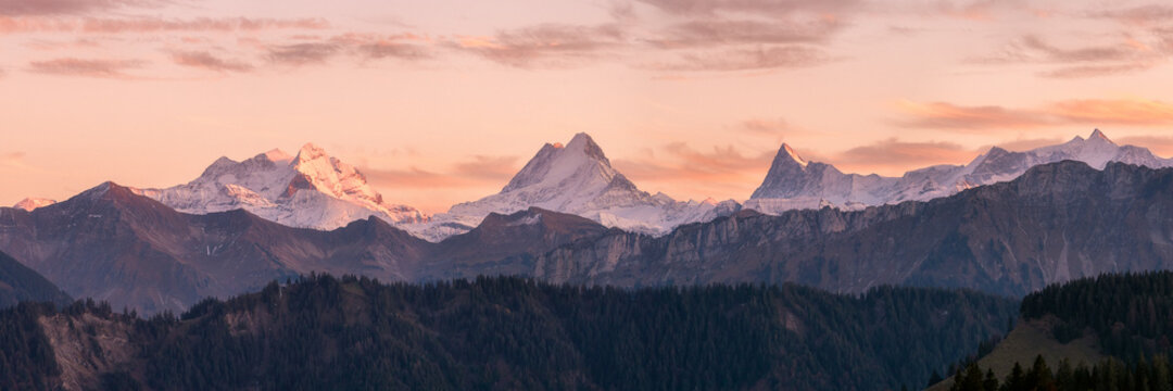 Swiss alps mountain panorama.