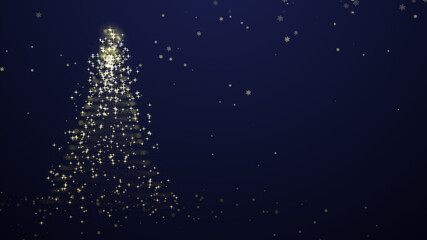 Fototapeta na wymiar Christmas Tree with Shiny Particles and Glowing Stars on Christmas Background