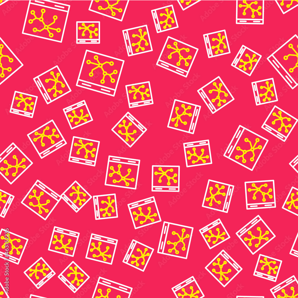 Poster line railway map icon isolated seamless pattern on red background. vector