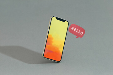 one cell phone with a text balloon