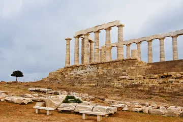Deurstickers The ruins of temple of Poseidon Greece © weiguo1